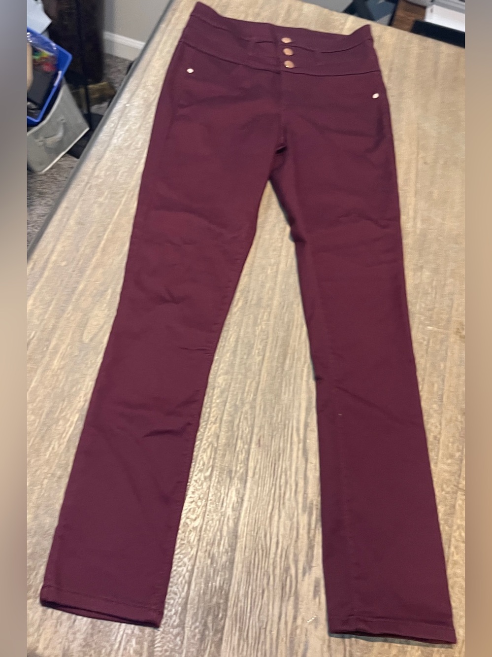 refuge Women's Skinny High Rise Jeans in Burgundy Wine, Size 6